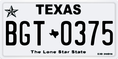 TX license plate BGT0375