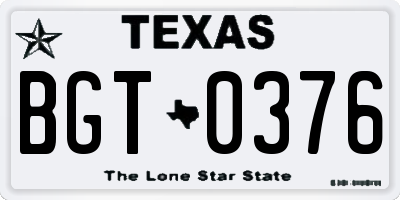 TX license plate BGT0376
