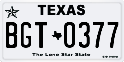 TX license plate BGT0377