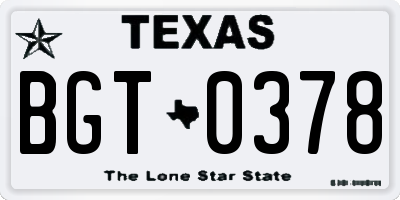 TX license plate BGT0378