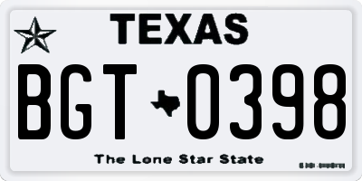 TX license plate BGT0398