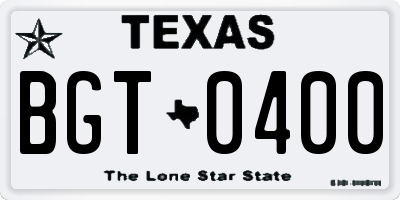 TX license plate BGT0400