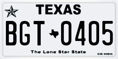 TX license plate BGT0405
