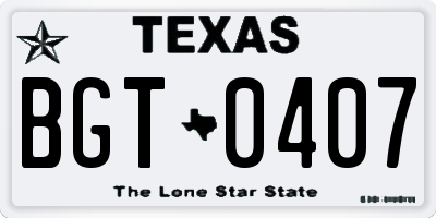 TX license plate BGT0407
