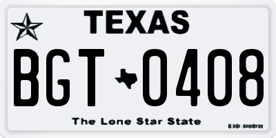 TX license plate BGT0408