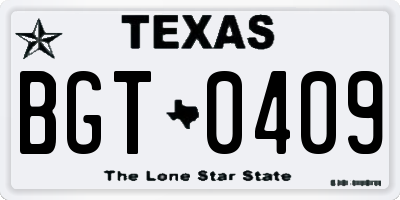 TX license plate BGT0409
