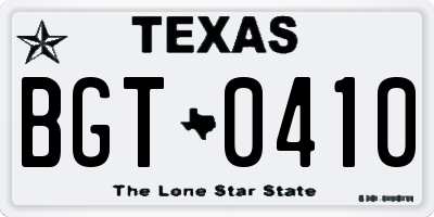 TX license plate BGT0410