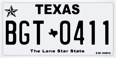TX license plate BGT0411