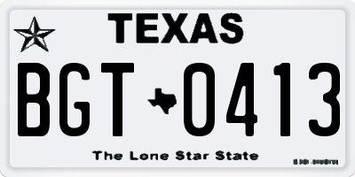 TX license plate BGT0413