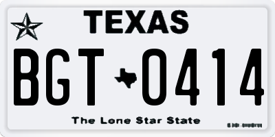 TX license plate BGT0414