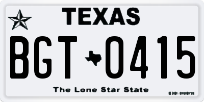 TX license plate BGT0415