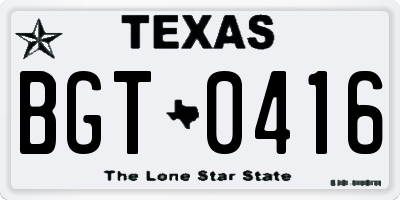 TX license plate BGT0416