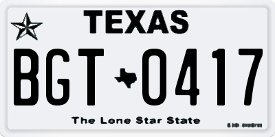 TX license plate BGT0417