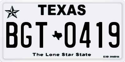 TX license plate BGT0419