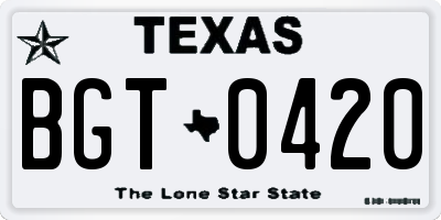 TX license plate BGT0420