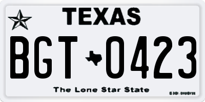 TX license plate BGT0423