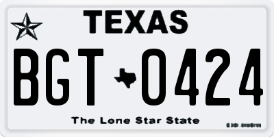 TX license plate BGT0424