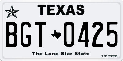 TX license plate BGT0425