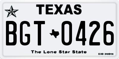 TX license plate BGT0426