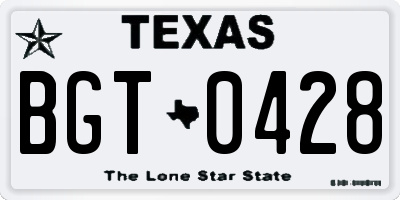 TX license plate BGT0428