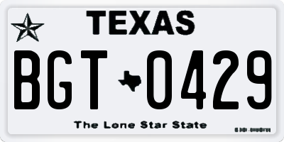 TX license plate BGT0429