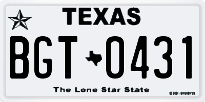 TX license plate BGT0431