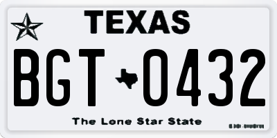 TX license plate BGT0432