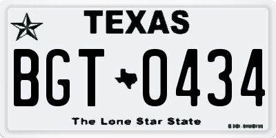 TX license plate BGT0434