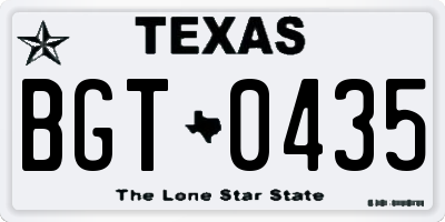 TX license plate BGT0435
