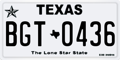 TX license plate BGT0436