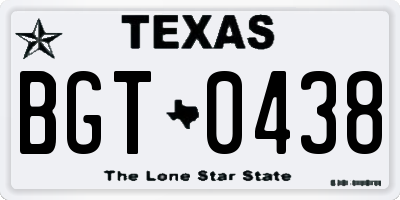 TX license plate BGT0438