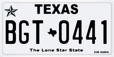 TX license plate BGT0441