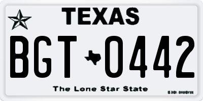 TX license plate BGT0442
