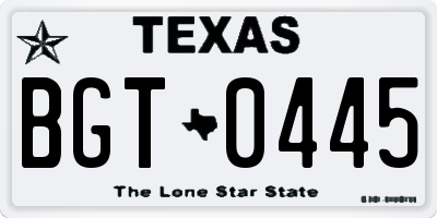 TX license plate BGT0445