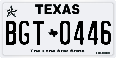 TX license plate BGT0446