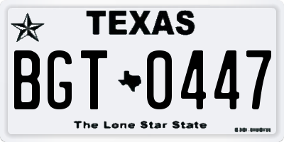 TX license plate BGT0447