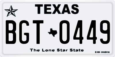 TX license plate BGT0449