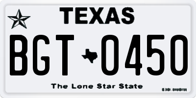 TX license plate BGT0450