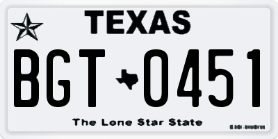 TX license plate BGT0451