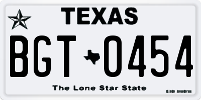 TX license plate BGT0454