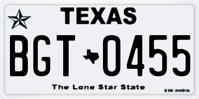 TX license plate BGT0455