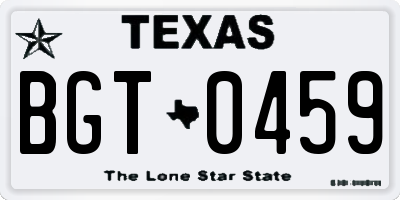 TX license plate BGT0459