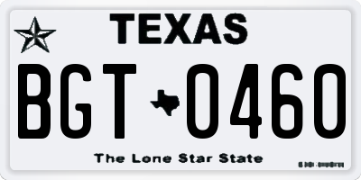 TX license plate BGT0460