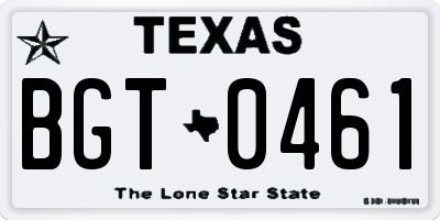 TX license plate BGT0461