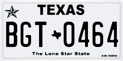 TX license plate BGT0464
