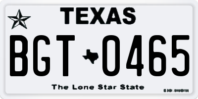 TX license plate BGT0465