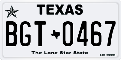 TX license plate BGT0467