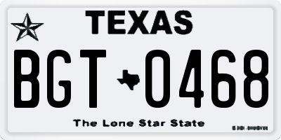 TX license plate BGT0468