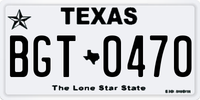 TX license plate BGT0470