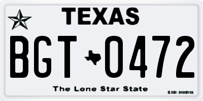 TX license plate BGT0472